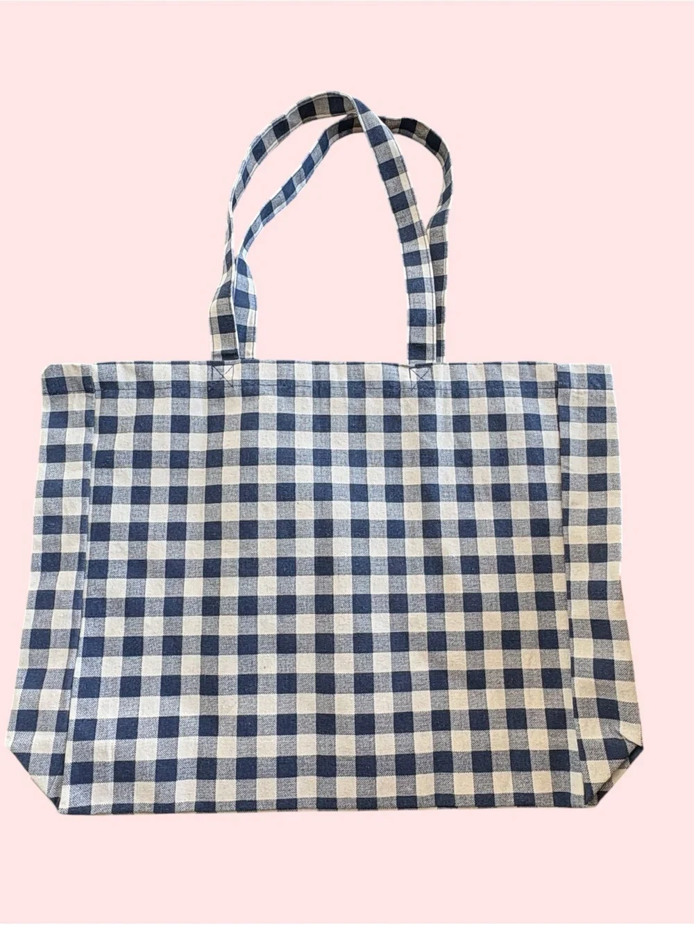 Sezane Gingham Tote Navy Gingham